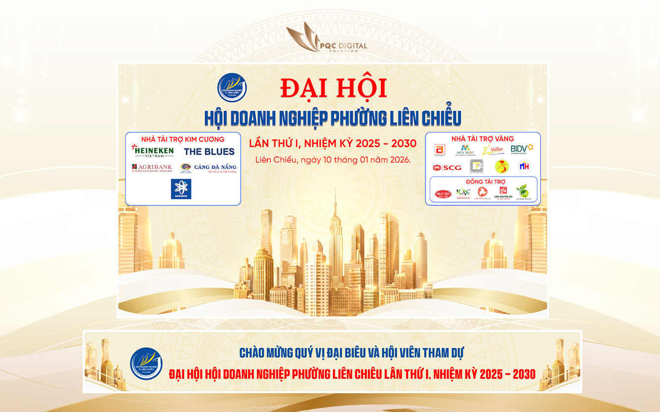 Backdrop và banner ngang Hội Doanh Nghiệp Phường Liên Chiểu - Thành phố Đà Nẵng